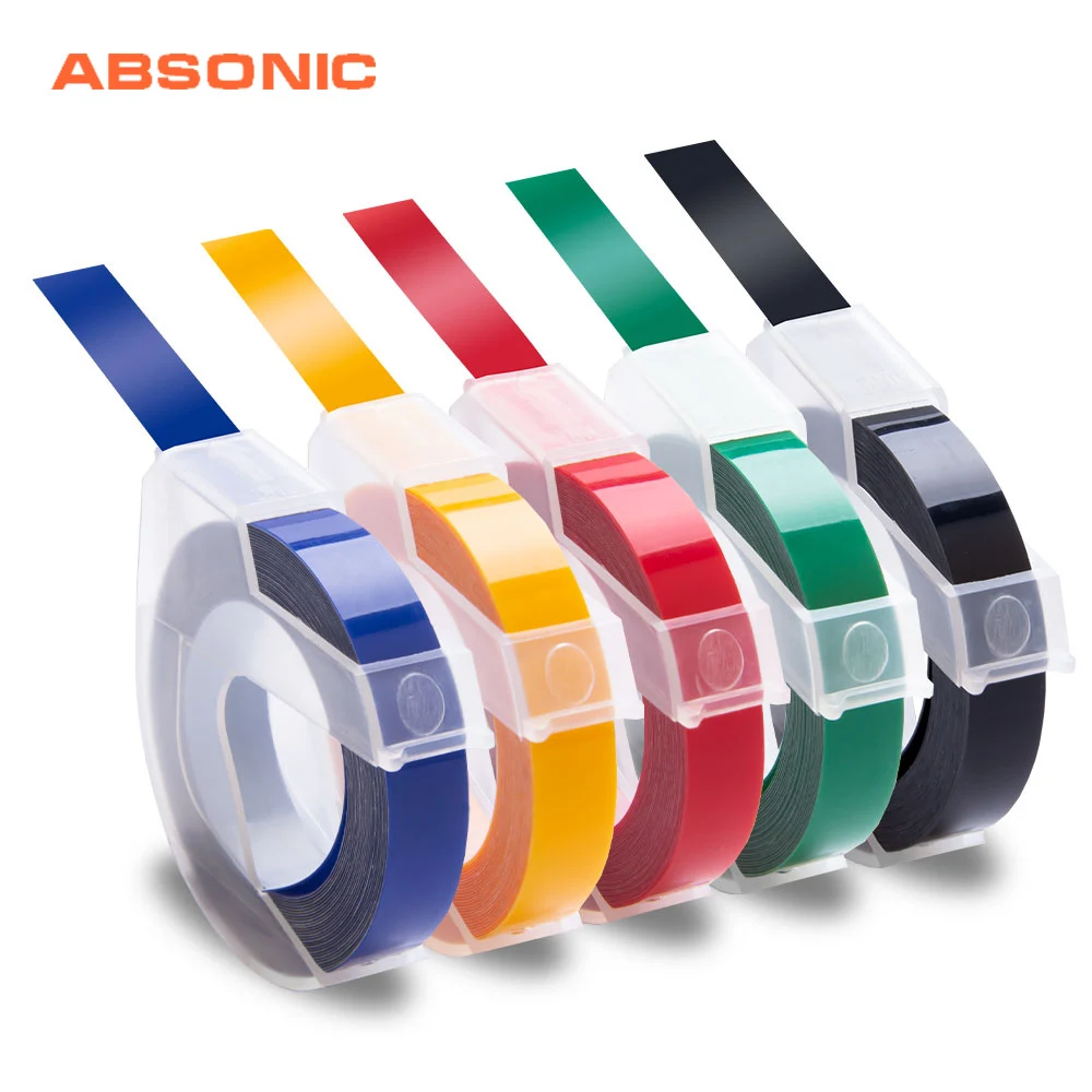 5 шт. пластиковая 3d лента Absonic 9 мм * 3 м разные цвета тиснение бирка принтер