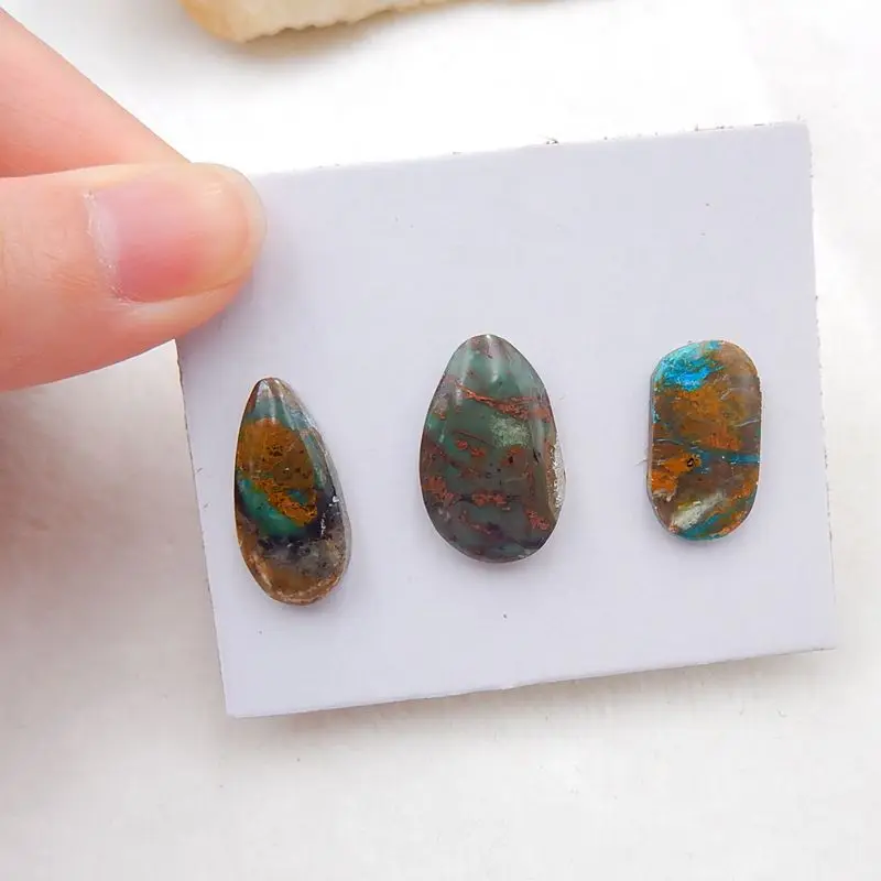 

3Pcs Natural Blue Opal Gemstone Cabochons Bead 20x11x4mm 6g