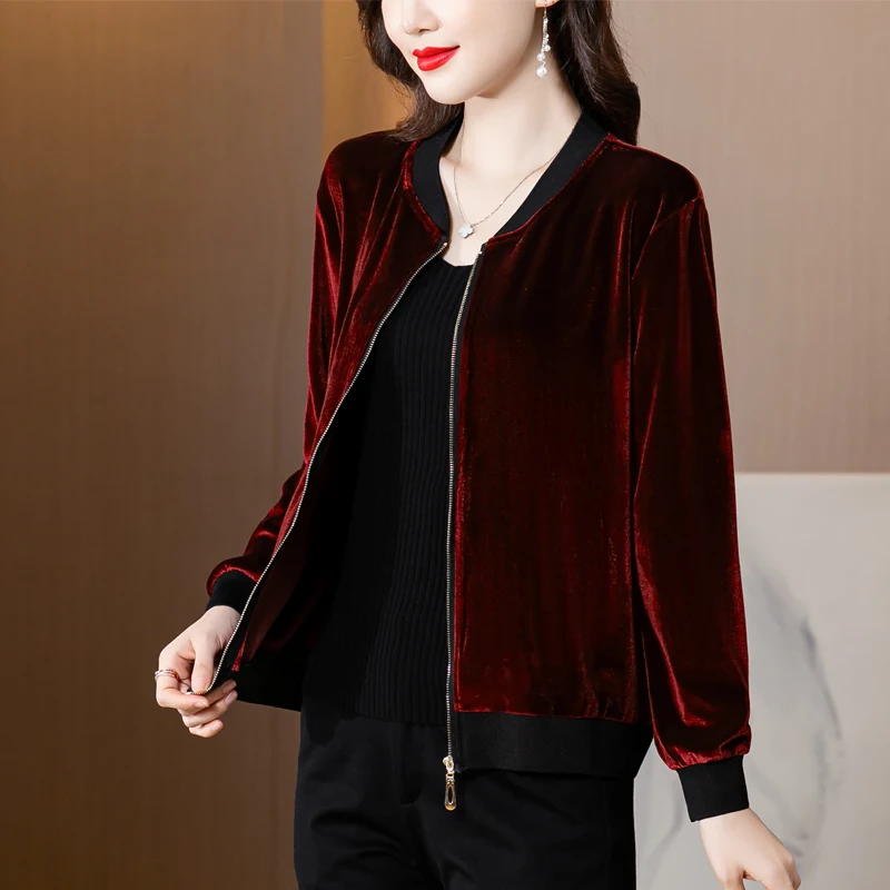 Фото 2022 модная осенняя куртка-бомбер женская Свободная куртка с длинным рукавом