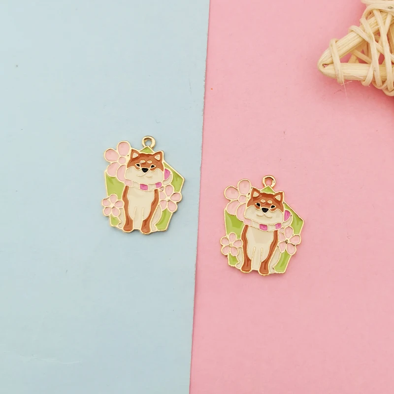 10 шт. Металлический Эмалированный пасторальный Шарм-браслет в виде собаки