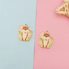 10 шт. Металлический Эмалированный пасторальный Шарм-браслет в виде собаки Красивые Подвески Akita собака серьги плавающие ювелирные изделия Аксессуары для изготовления орнамент