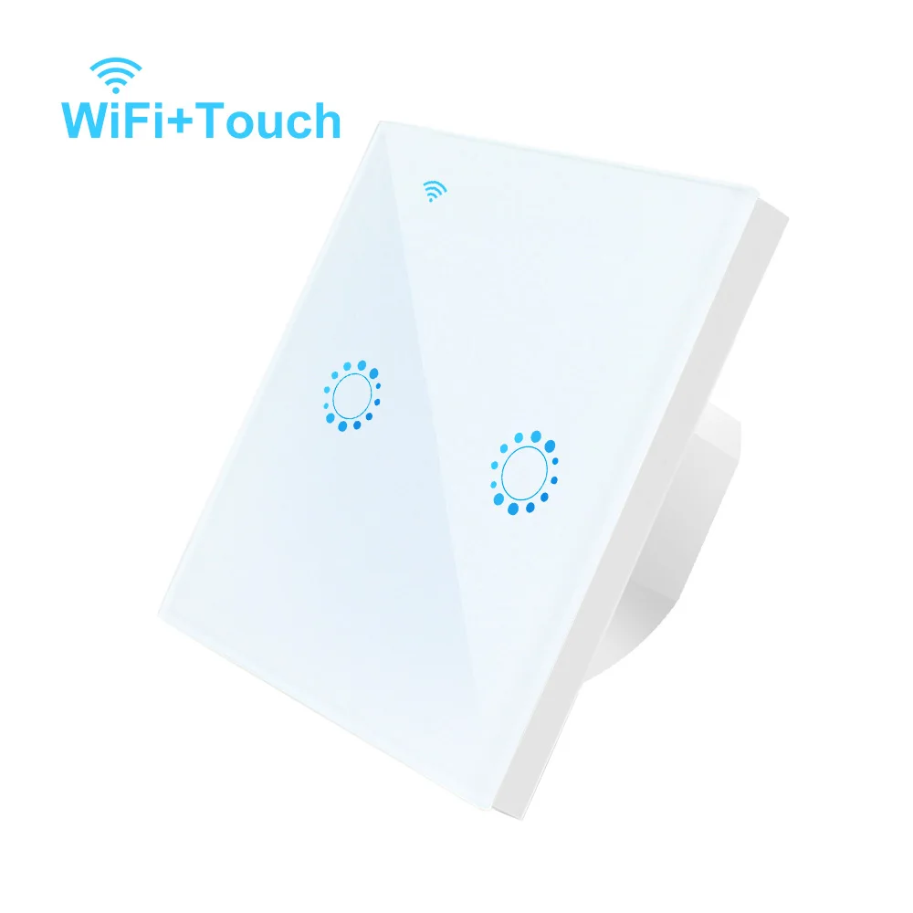 ЕС стандартный wifi умный пульт дистанционного управления переключатель для Светодиодный светильник лампы работать с приложением AC90-250V 3 Банды сенсорный переключатель Поддержка синхронизации - Цвет: White 2 gang