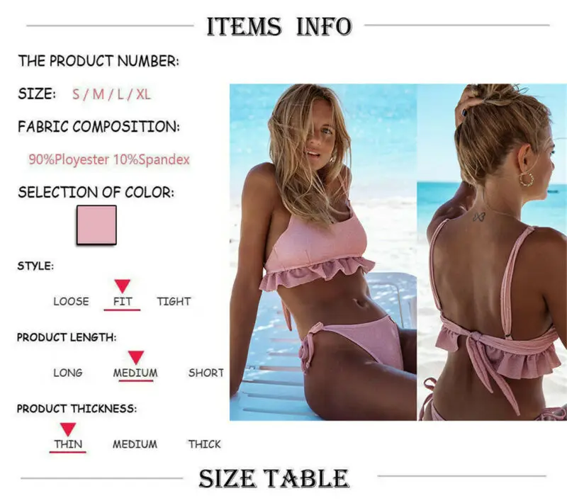 Женский комплект бикини с чашками пуш ап летний Яркий купальник оборками и