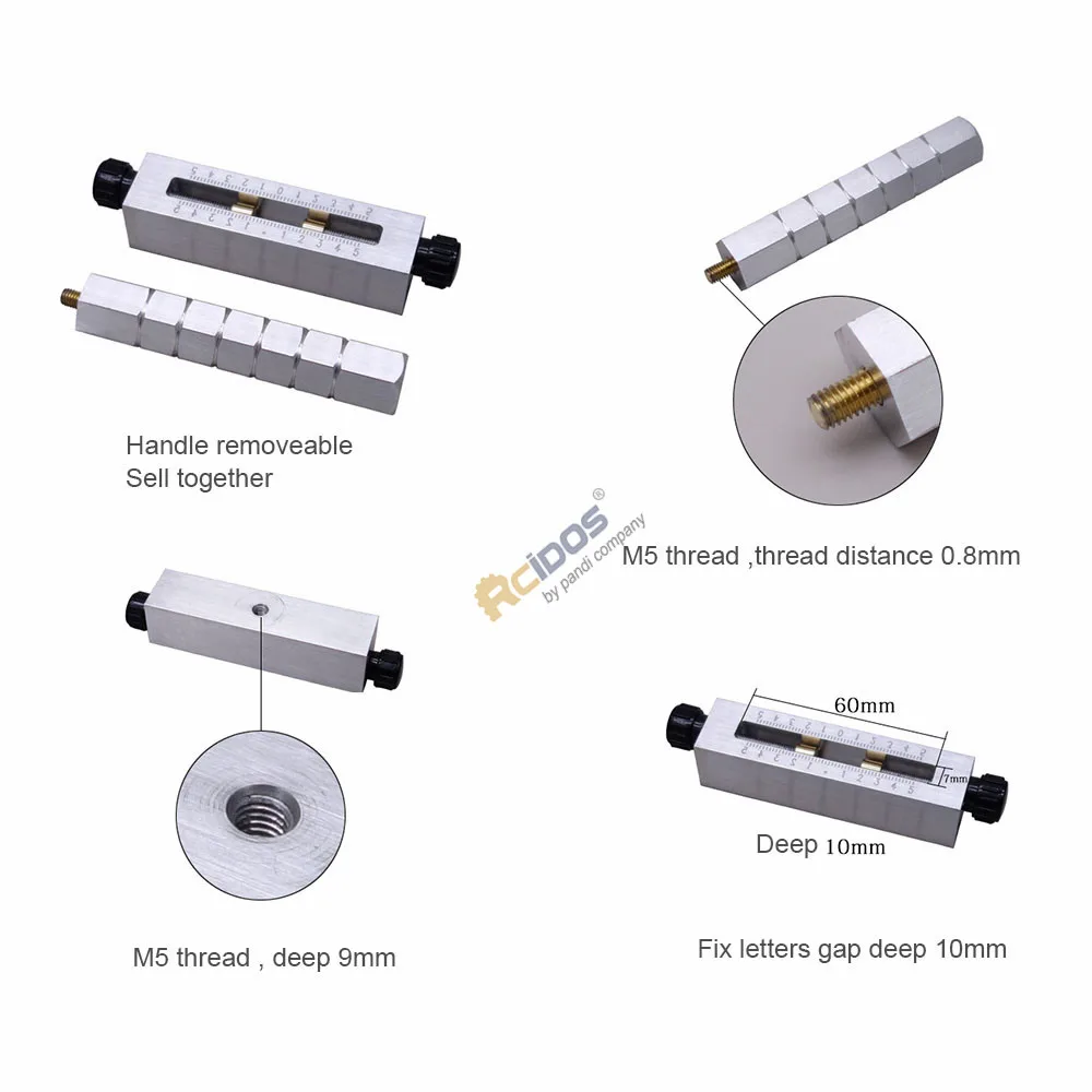 RCIDOS-letras estampadas de aluminio para grabado CNC, set de 195 unids/set, con caja y mango, apto para m&aacute;quina Movego-2