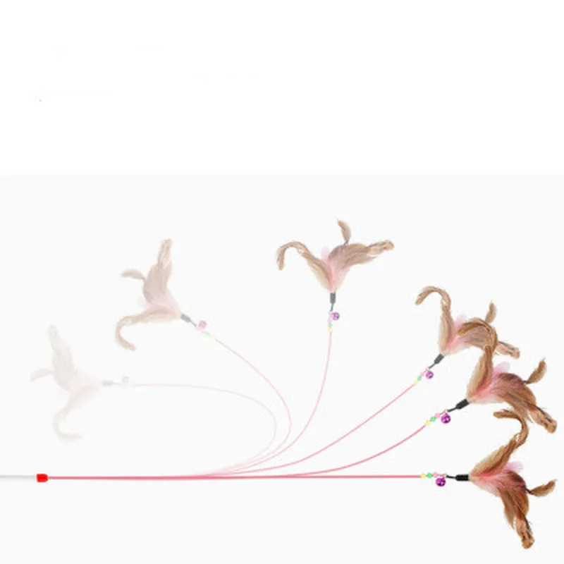 Веселая игрушка для котят кошек интерактивный колокольчик с перьями палочка