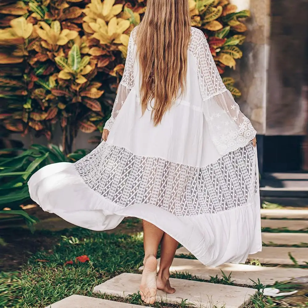 Новинка Летняя Пляжная накидка с вуалью кружевная ажурная на пляжное бикини