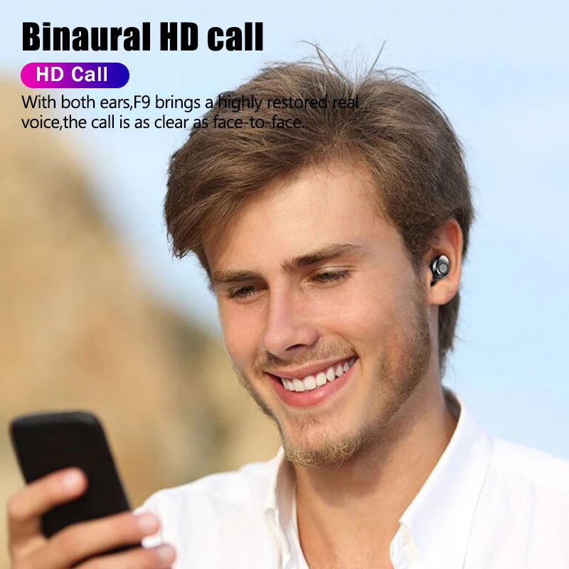 Беспроводные наушники F9 Hi-Fi Bluetooth-гарнитура спортивные наушники-вкладыши с