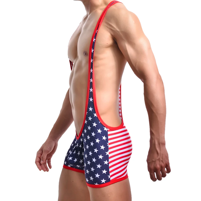 Мужской боди с принтом костюм трико промежность нижнее белье сексуальное