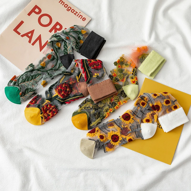 1 шт. креативный продукт Харадзюку хрустальные шелковые носки забавные