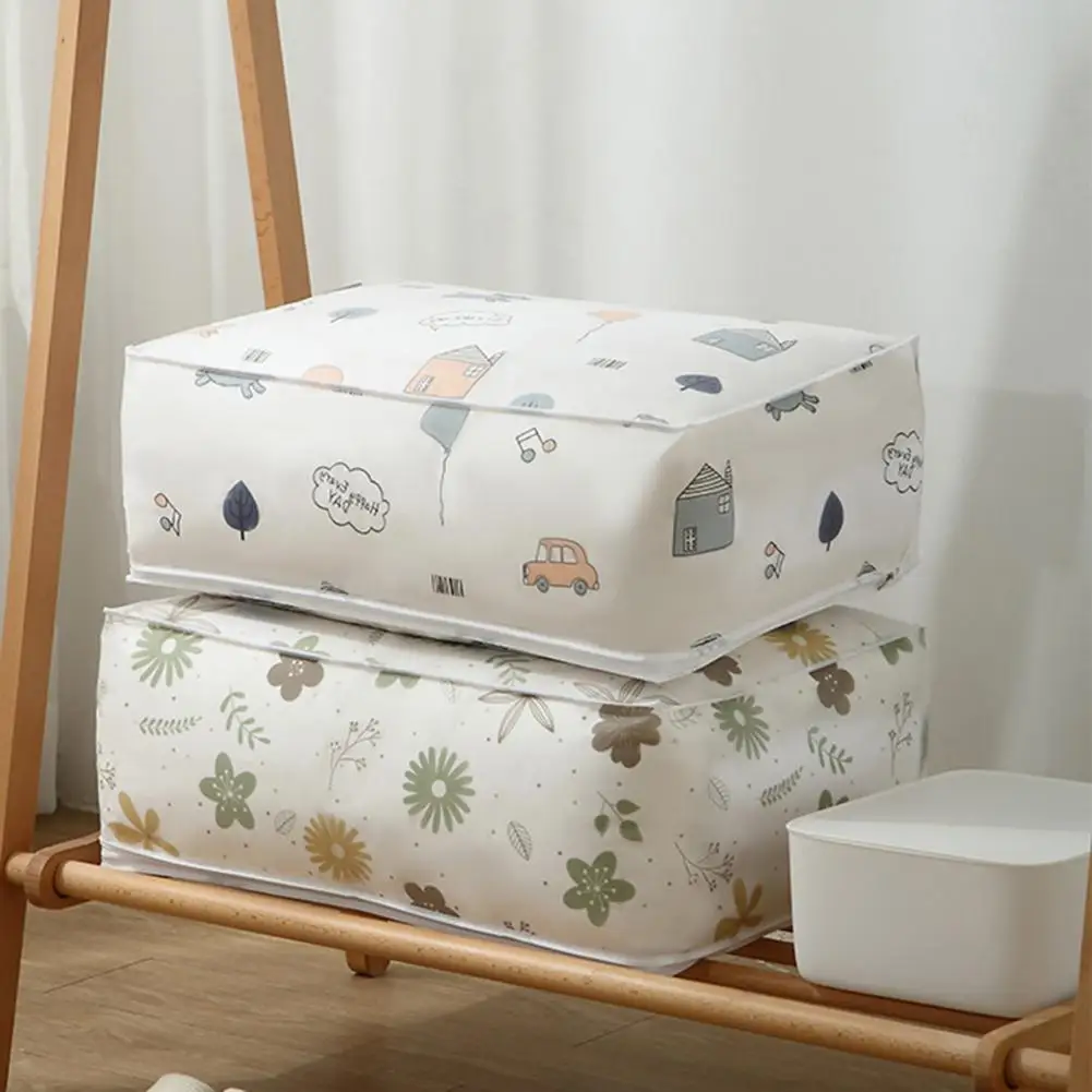 4 Styles Foldable Clothes Quilt Storage Bag Transparent Printed Sweater Organizer Box With Sturdy Zipper Home Finishing Supplies | Дом и сад
