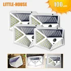 Водонепроницаемый настенный светильник на солнечной батарее, уличная садовая лампа с пассивным ИК датчиком движения, декоративсветильник светильники для крыльца, 4 шт., 100 светодиодов