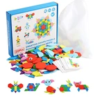 Детские деревянные 3D Пазлы геометрической формы Tangram, пазлы для детей, Разноцветные деревянные Обучающие игрушки Монтессори для малышей