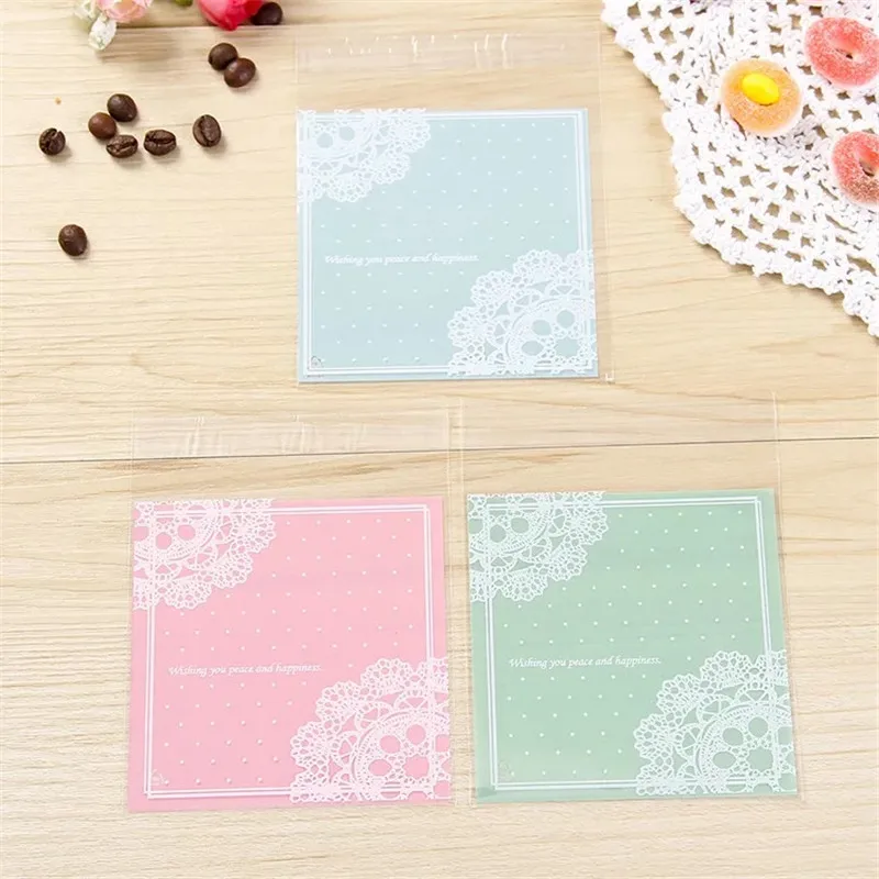 Пластиковые пакеты для печенья кружевные самоклеящиеся упаковки торта конфет 10