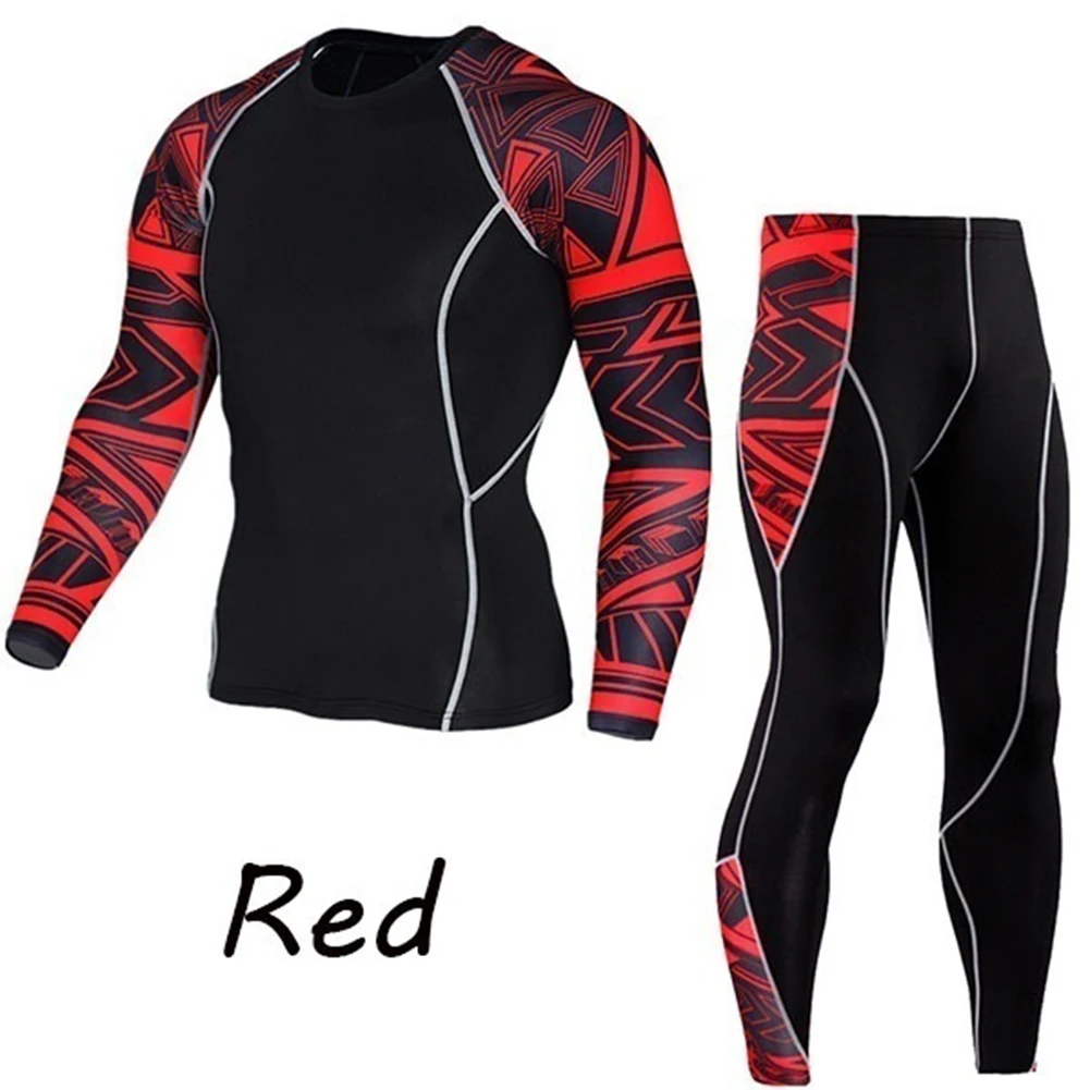 2 шт./компл. (одежда + брюки) мужской спортивный костюм с принтом компрессионная