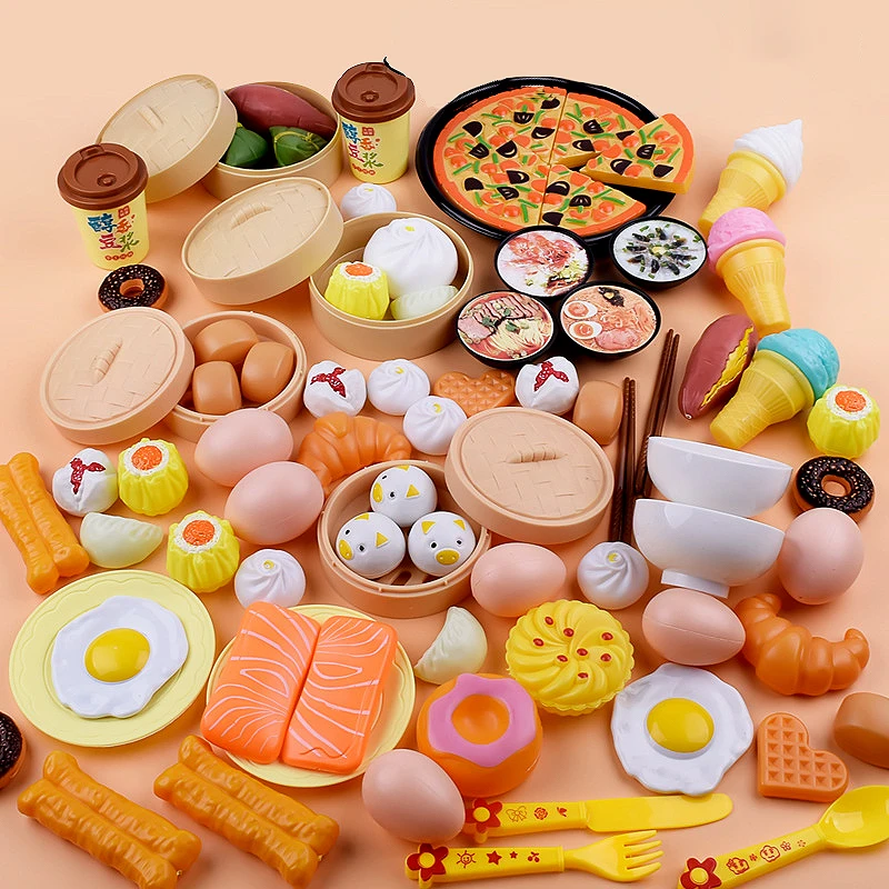 

Cutting Breakfast Food Pretend Play Kids Kitchen Game Toys Miniature Safety Food Sets Educational Classic Toy For Children 84pcs