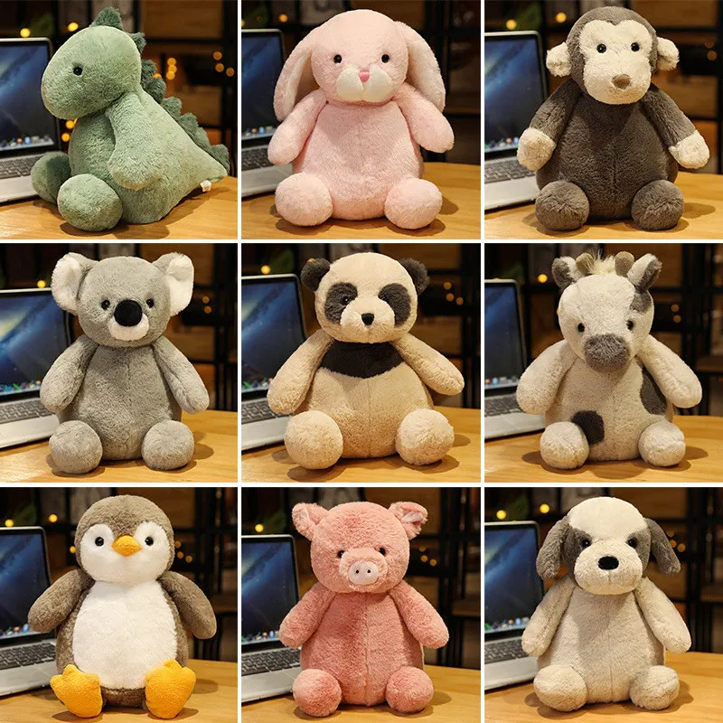 

High Quality Soft Fluffy Plush Rabbit Pig Dinosaur Dog Panda Koala Stuffed Cartoon Animals Appease Toy for Children Baby Doll