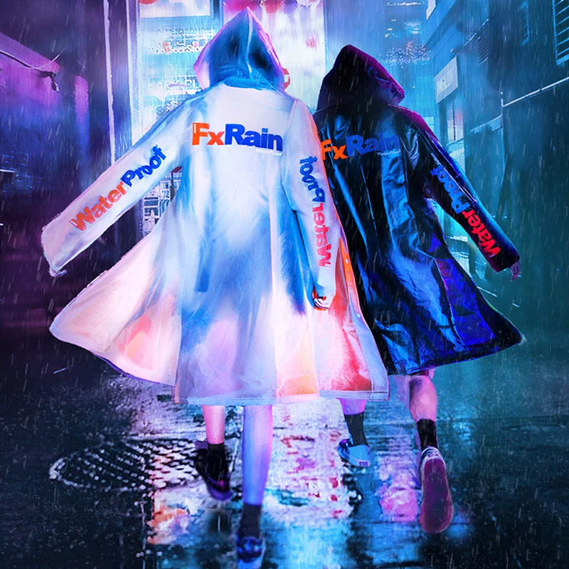 Мужская непромокаемая куртка в стиле хип-хоп черная Водонепроницаемая ветровка