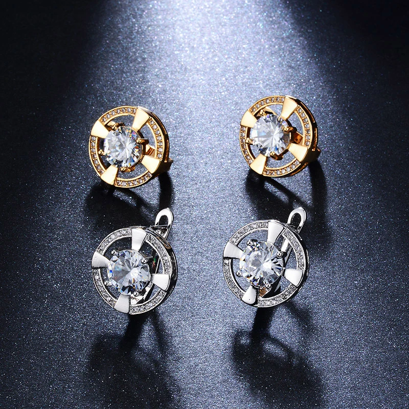 Необычный дизайн полые круглые серьги гвоздики для ушей из золота с маленьким