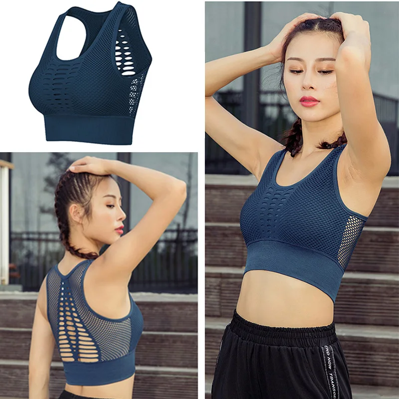 2019 Sexy Back Sports Bra Solid Yoga Tank Top for Women Fitness Push up Gym Shockproof Shirt Running Seamless Fast Dry Vest | Спорт и