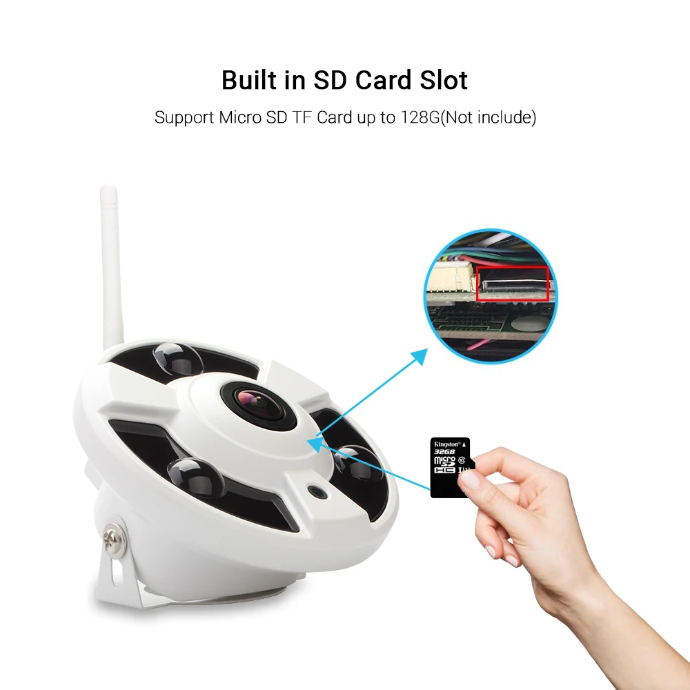 5 мегапиксельная Wi Fi камера с объективом рыбий глаз 1 7 мм панорамная iCsee ONVIF