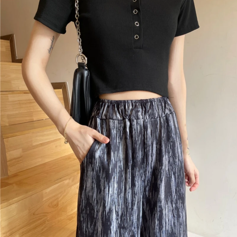 

2021NEW Women's Pants Clothing Black grey Fashion Loose Trousers Straight Pants Full Length Female High Waist Casual Wide Leg Pa