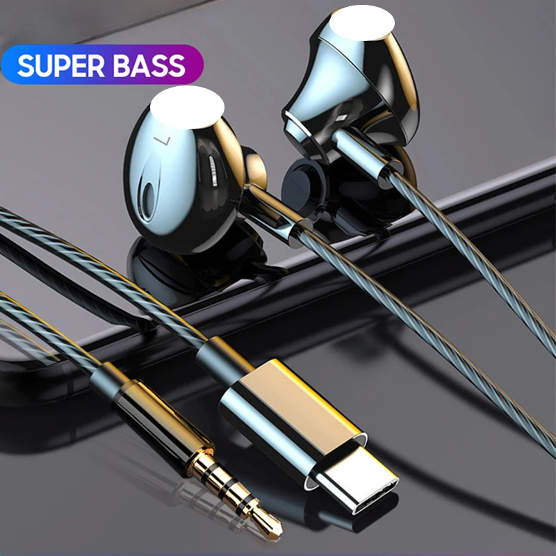 Проводные наушники вкладыши с разъемом типа C стереонаушники для Xiaomi Huawei Samsung