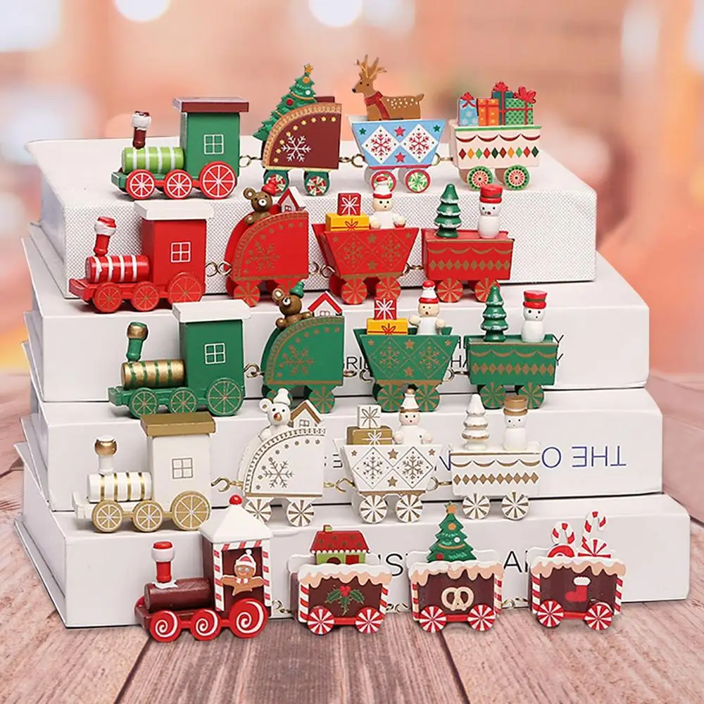 

HUIRAN Wooden Christmas Train Ornament Merry Christmas Decoration For Home Xmas Gift Crafts Table Decor Navidad New Year 2021