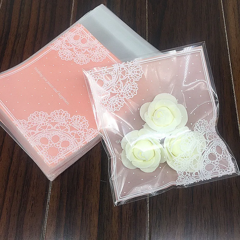 25 шт./партия милые розовые кружевные подарочные пакеты рождественское печенье