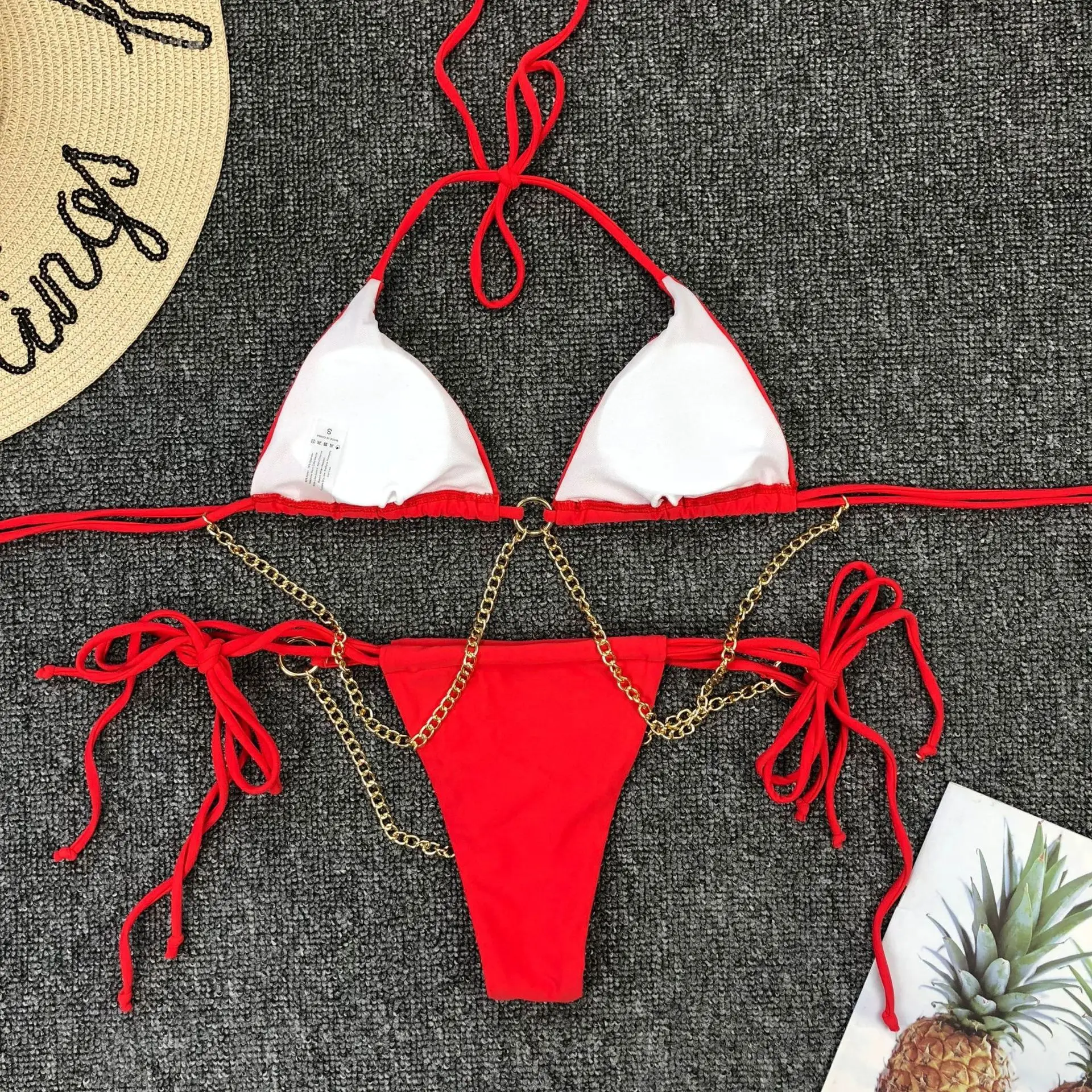 

New Sexy Womens Padded Bikini Set Chain Swimsuit Bathing Suit Swimwear Beachwear