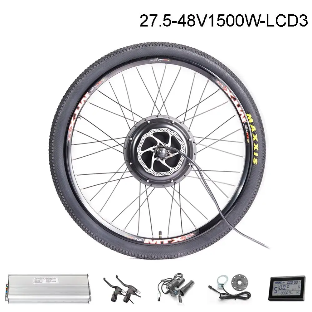 27.5inch 1500W Фара для электровелосипеда в 20-29 дюймовым 700C преобразователя для электрического велосипеда с сертификатом ce комплект 48V 1500W тормозной функцию регенерации задний ступичный мотор для центрального движения колеса - Цвет: 27.5inch 1500W