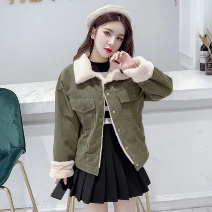 Женская куртка с подкладкой из искусственного меха зимняя Вельветовая бомбер