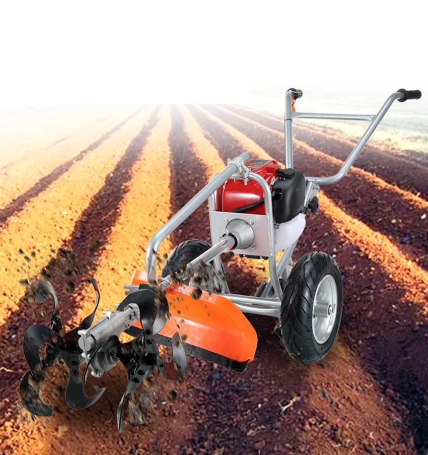 

Hand push lawn mower multi-function weeder household ripper ditcher small hoe and tiller