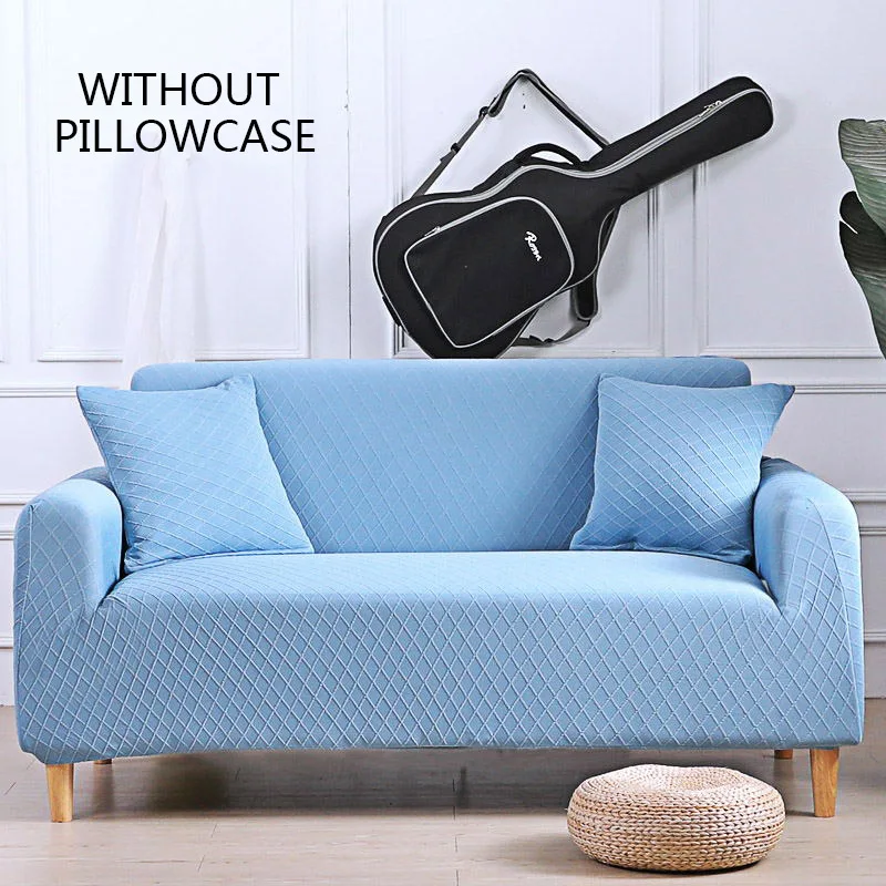 blue sofa cover Одноцветные Угловые чехлы для диванов для гостиной, универсальные эластичные 3D клетчатые чехлы для диванов, Стрейчевые чехлы для диванов 1, 2, 3, 4, 1 шт - Цвет: blue sofa cover