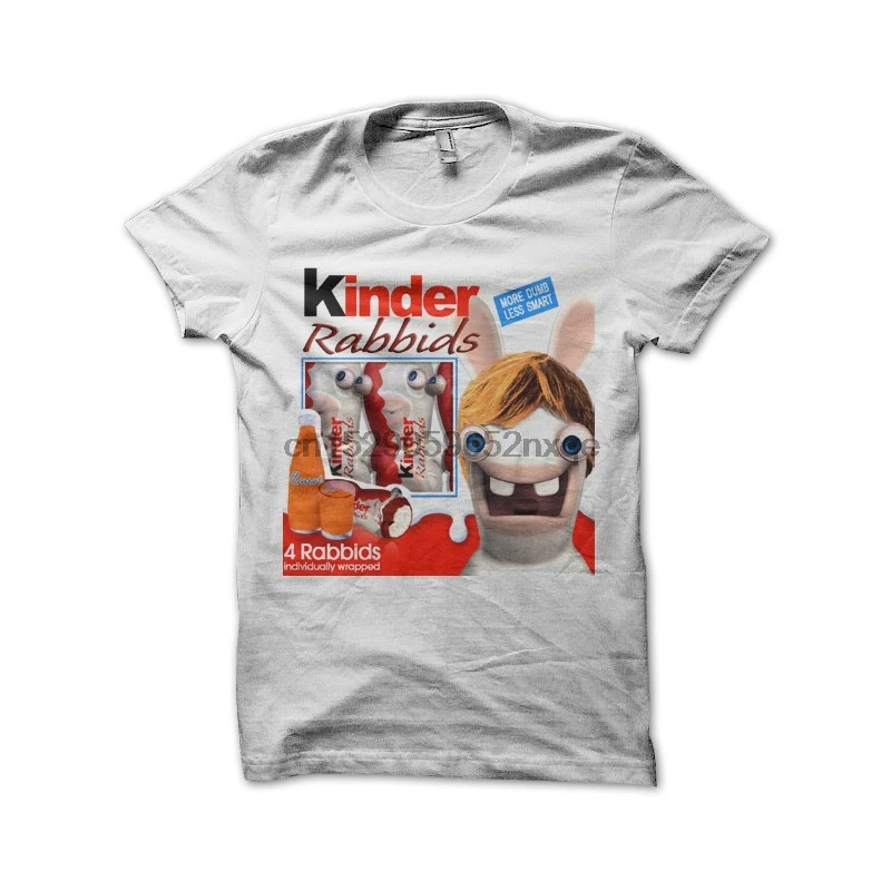 Мужская футболка Kinder Rabbids пародия кроликов белые Девы футболки женская