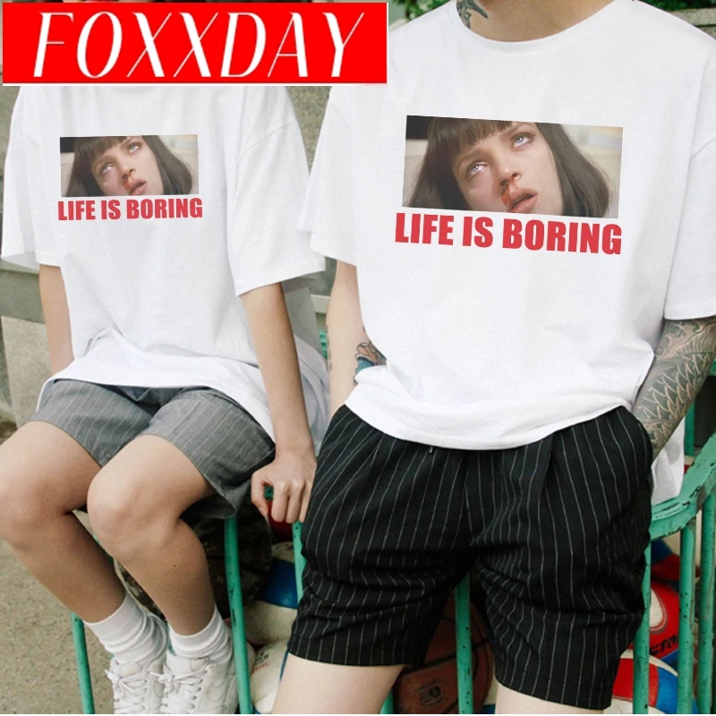 Белая женская футболка в стиле Харадзюку Новинка лета 2017 с принтом из надписей Life