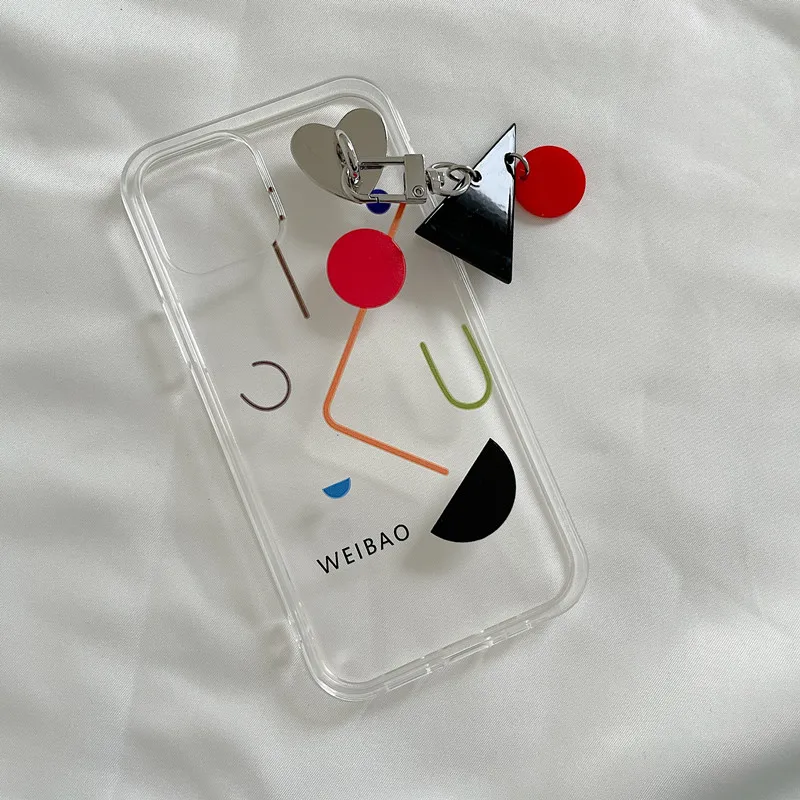 

Handmade Geometry Pendant Chain Clear Phone Cases For iPhone 7 8 Plus X XS XR XSMAX 11 Pro Max 12 Pro Max Bracelet Cover