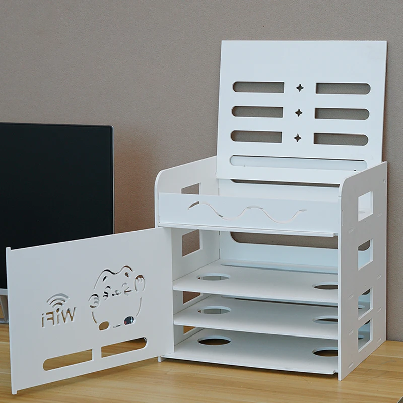 Billig Wifi Router Regal Lagerung Boxen Große Kapazität Kabel Power Plus Draht Box Holz-Kunststoff Wand Stecker Halterung Wohnkultur Sunchamo