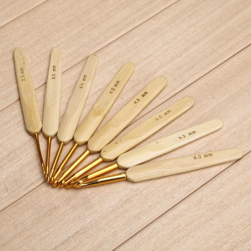 High Quality 2.5mm-6mm Bamboo handle Crochet Hooks Ultra Smooth knitting Needles Handle Knit Knitting Needle Craft | Дом и сад