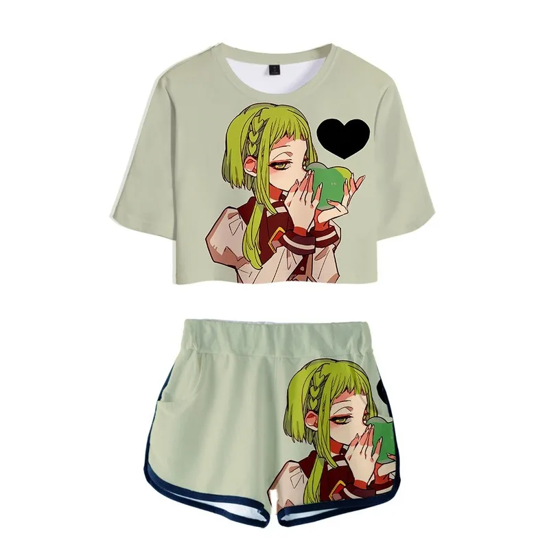 

Cross-border hot selling cosplay costumeToilet-Bound Hanako-kun digital printing 3D open navel short sleeve T-shirt shorts set