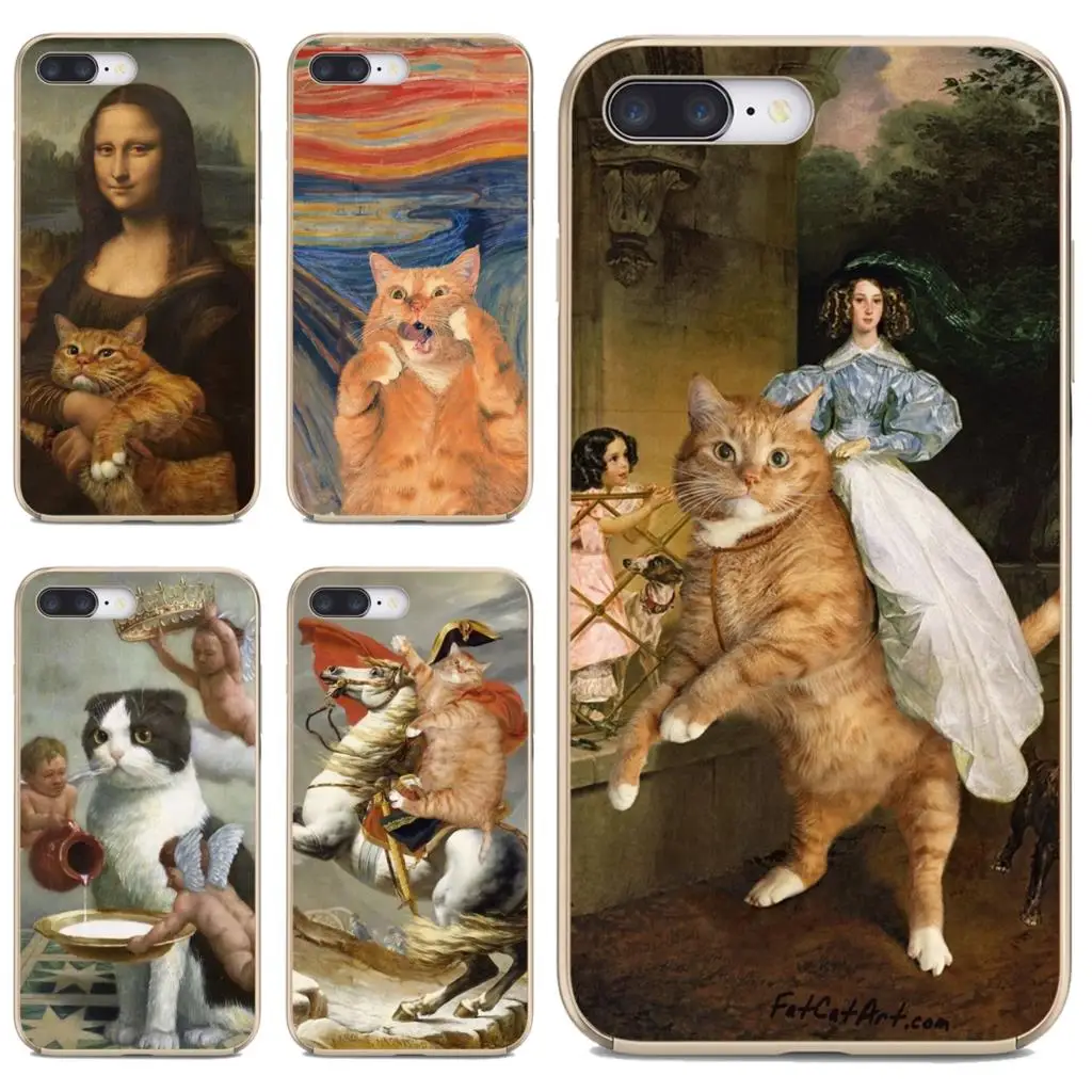 Чехлы для телефонов с изображением Леонардо да Винчи Моны Лизы ПЭТ кошки Samsung Galaxy
