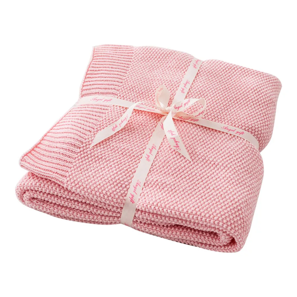

Knitted Summer Blanket for Bed Sofa Plain Travel TV Nap Blankets Soft Towel Bed