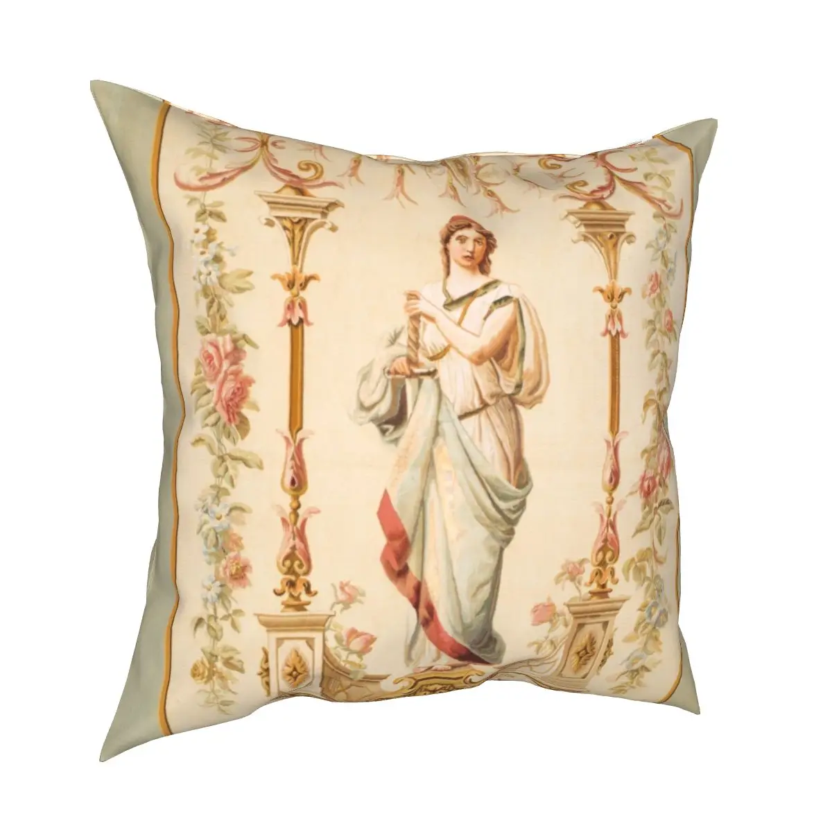 

Французская Подушка Aubusson с античным принтом Erato, чехол для s-комнаты, старинная Европа, Винтажный чехол богемная подушка, чехол для диванной подушки 40*40 см