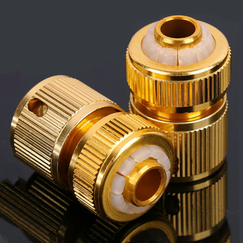

4Pcs Brass 1/2 Inch Hose Connector Garden Water Tap Pipe Garden Quick Connect Adaptor Fitting