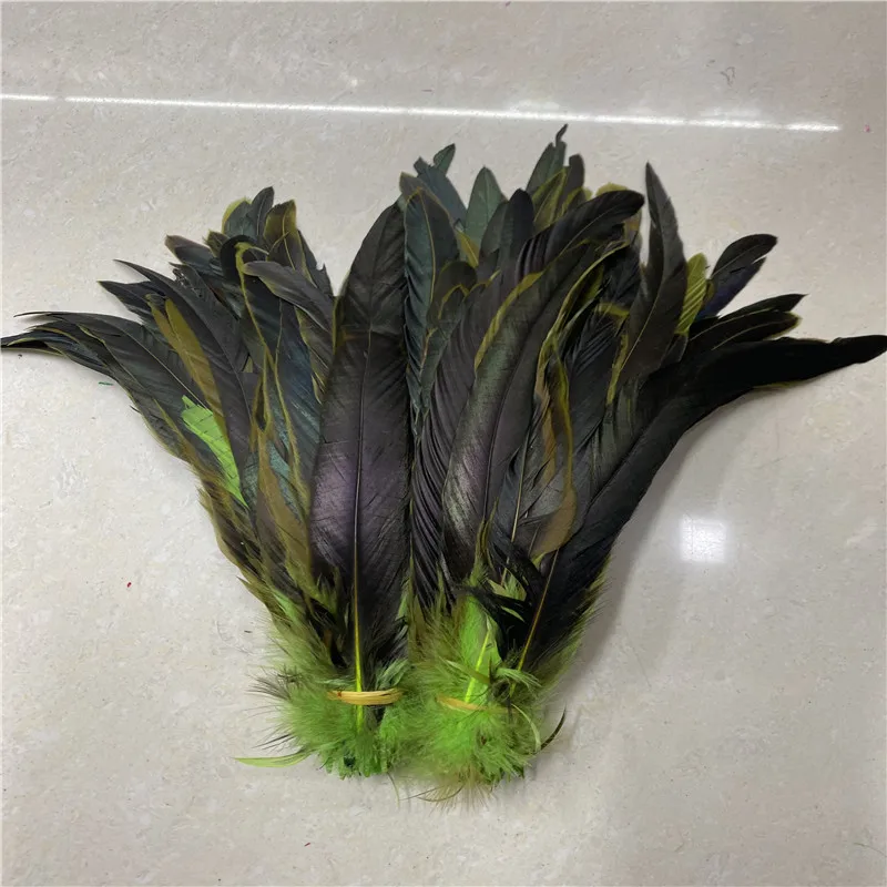 

100pcs/lot Beautiful Green Rooster Feathers Cock 20-25cm 8-10inch Christmas Diy Jewelry Carnival Wedding Plumas De Faisan