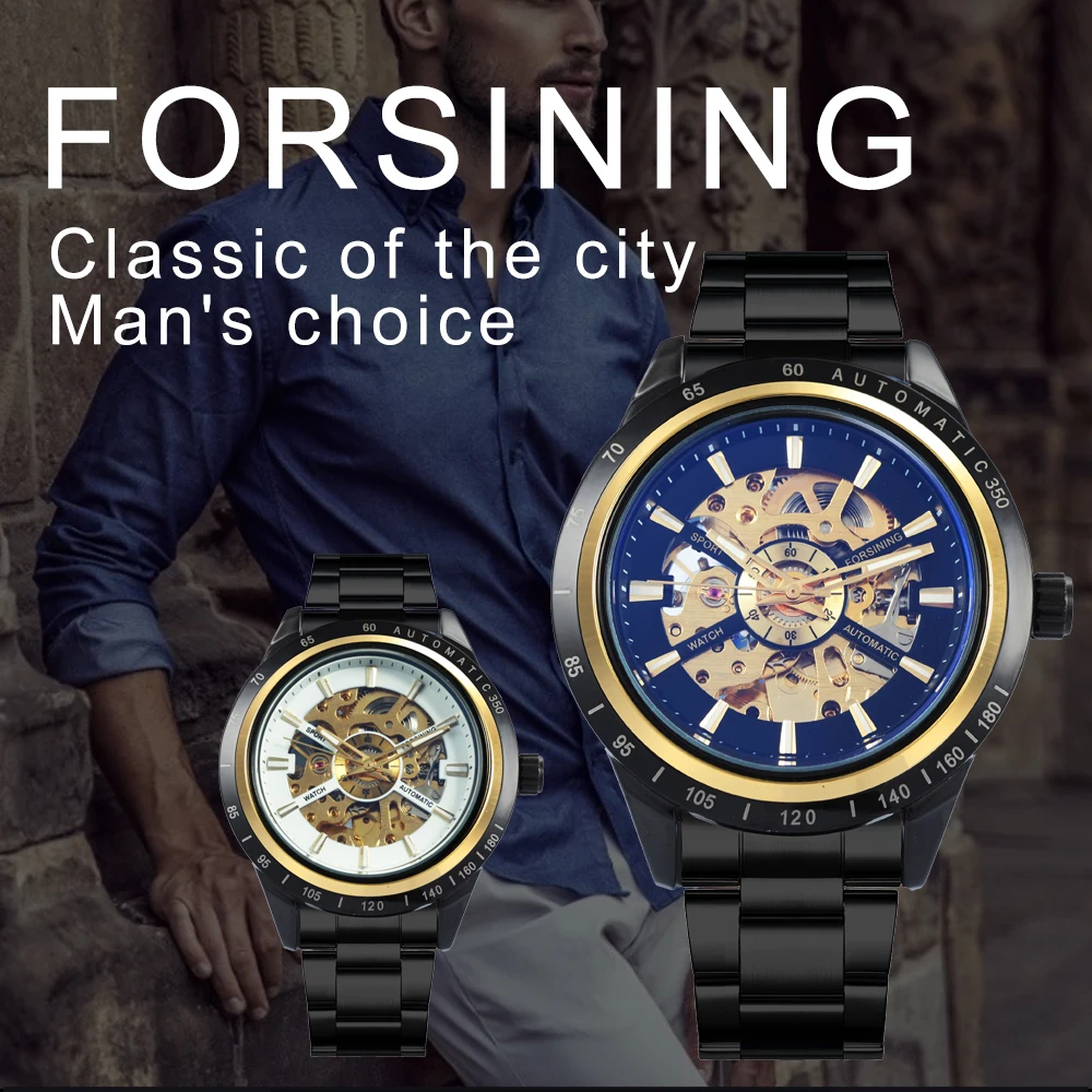2019 FORSINING Скелет Мужские механические часы лучший бренд Роскошные автоматические