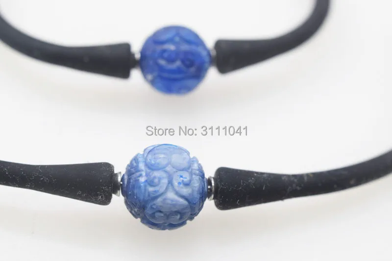 Один набор резных круглых черных силиконовых браслетов 17-18 дюймов FPPJ из бисера |