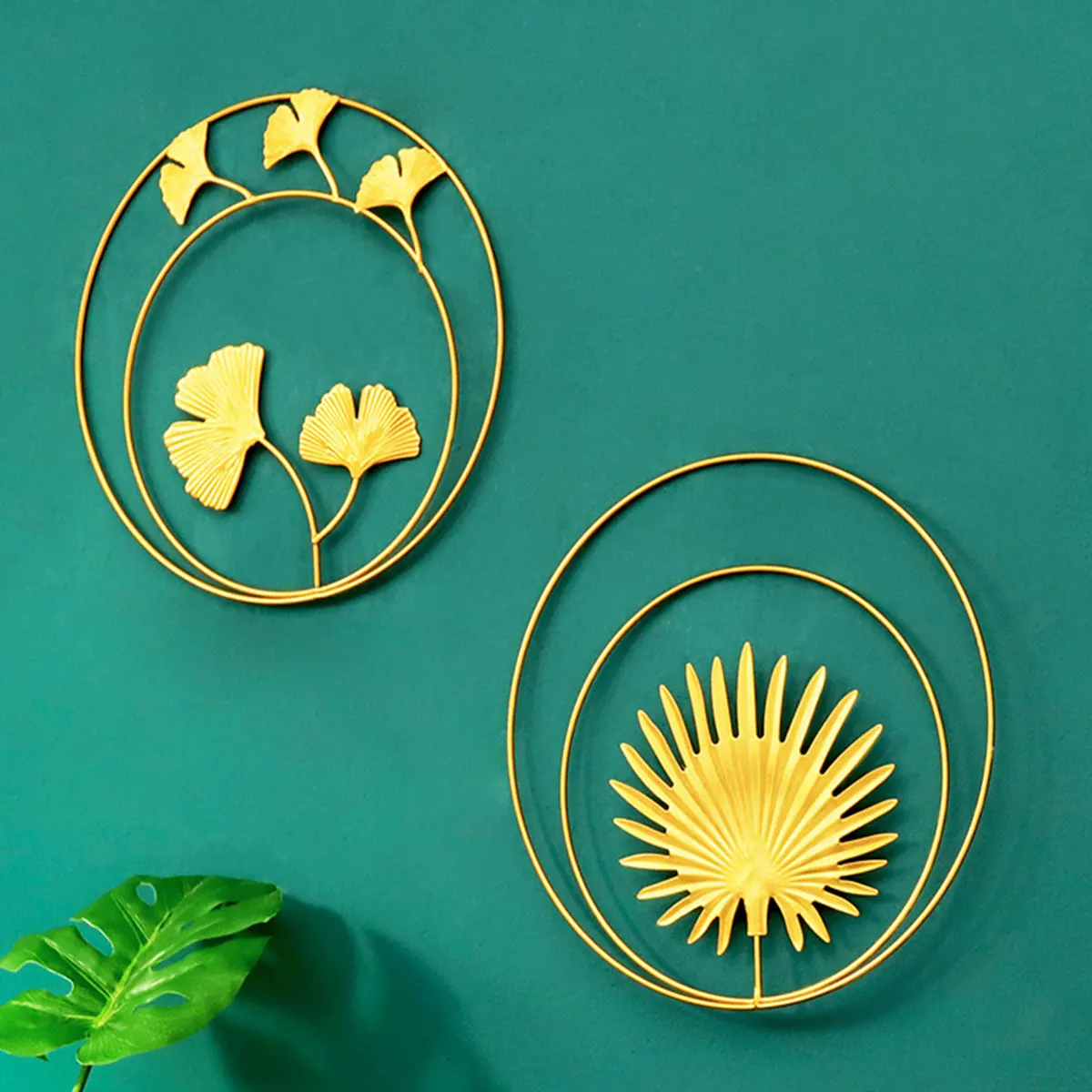 

Домашний декор для гостиной, железная фотография, Настенный декор в виде листьев, Имбирная ладонь, подвесной художественный декор, настенны...