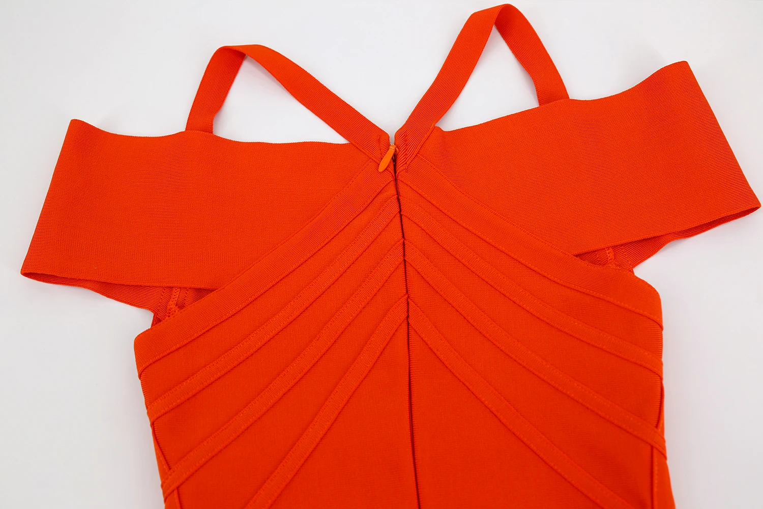 New Summer Bandage Dress Women's Sexy Orange V-Collar Shoulder Club Bodycon Midi Dresses Celebrity Party Dresses