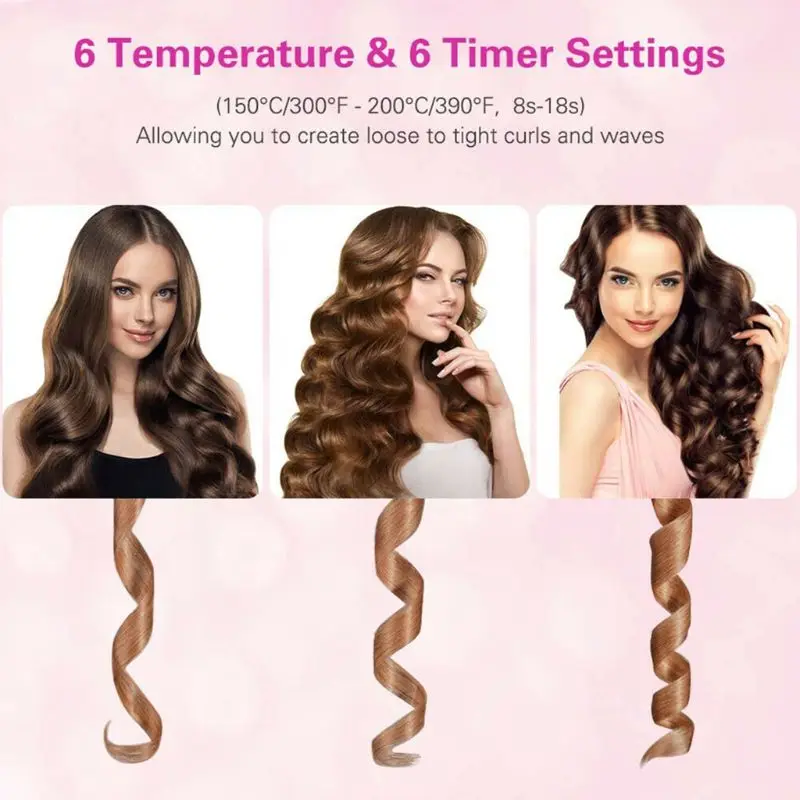 

Hair Waver USB Charging Hair Curler LCD Display Auto Rotating Styling Tool