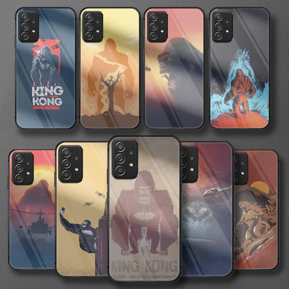 

Gorilla Kings Kong Tempered Glass Phone Case For Samsung Galaxy Note S 8 9 10 20 21 E FE Plus Ultra Cover Cell Soft Trend